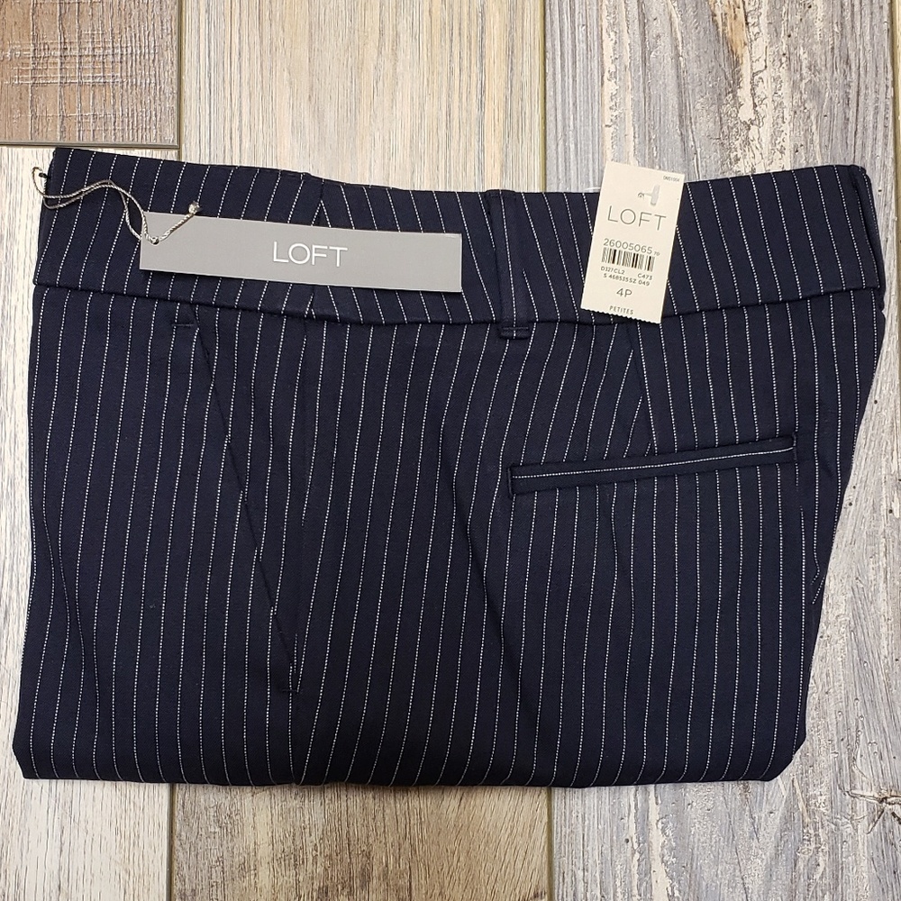 NWT Loft Striped Navy High Waters - Picture 3 of 5
